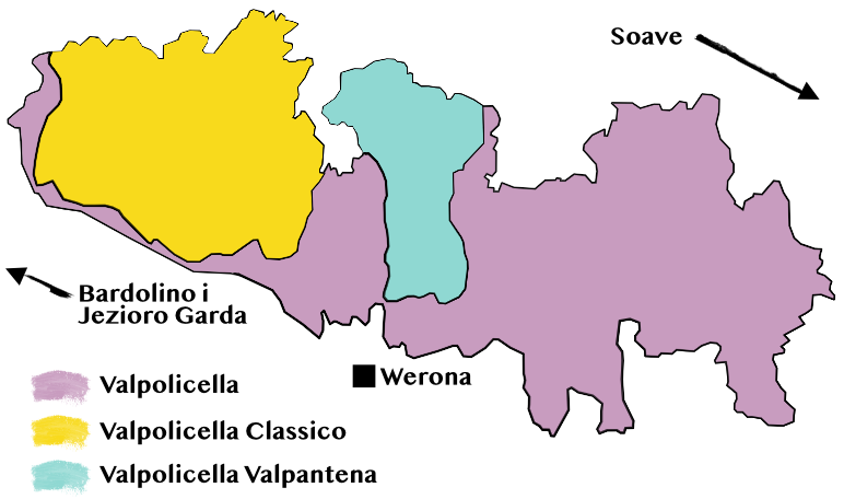 Mapa regionu Valpolicella